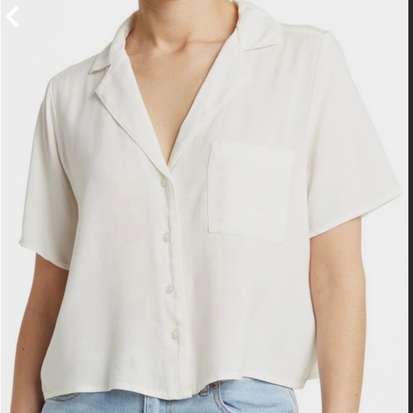 Karen Scott Tops - Laura Scott Vintage Short Sleeve Camp Collar Shirt Ivory 20W